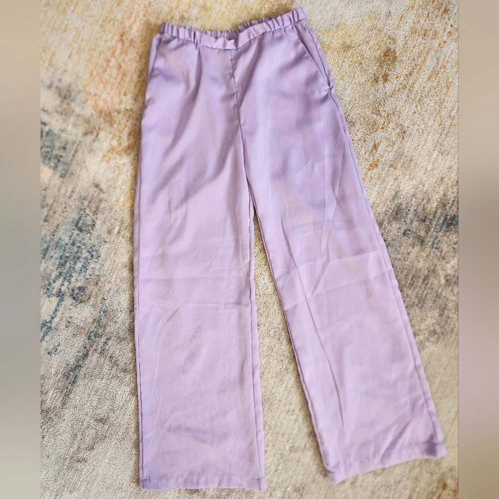 H&M Satin Wide Leg Pull-On Track Pants